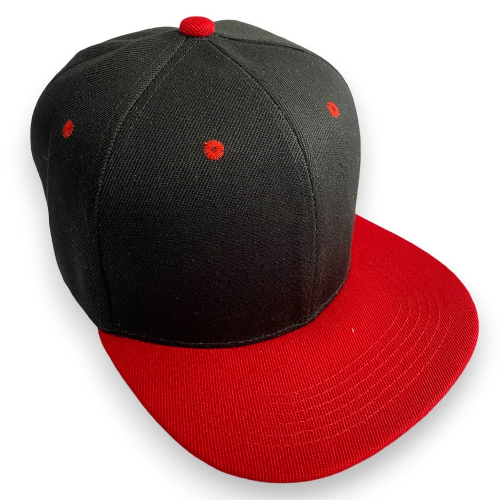 [GVPC-NG/RO] Gorra GCMCAPS acrílico combinada visera plana (Negro / Rojo)