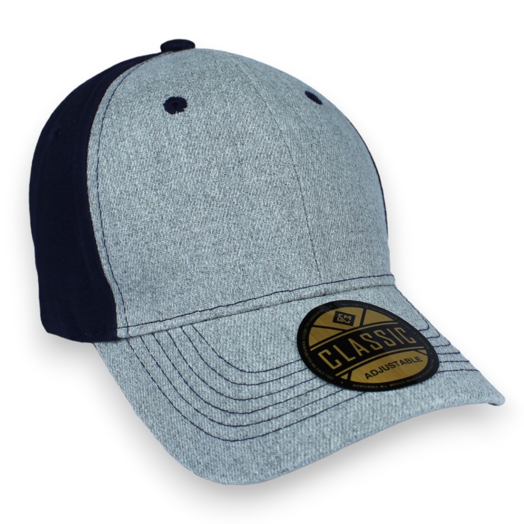 [G20008-GH/AM] Gorra GCMCAPS acrílico melange combinada (Gris / Azul m)