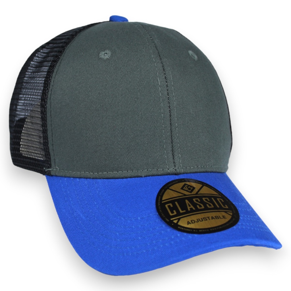 Gorra GCMCAPS gabardina con malla combinación colores con refuerzo. Broche plástico
