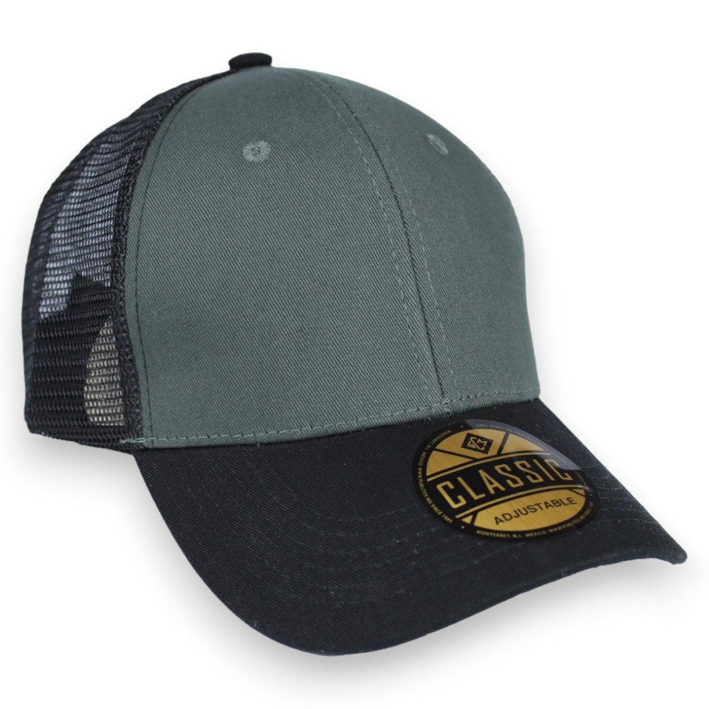 Gorra GCMCAPS gabardina con malla combinación colores con refuerzo. Broche plástico