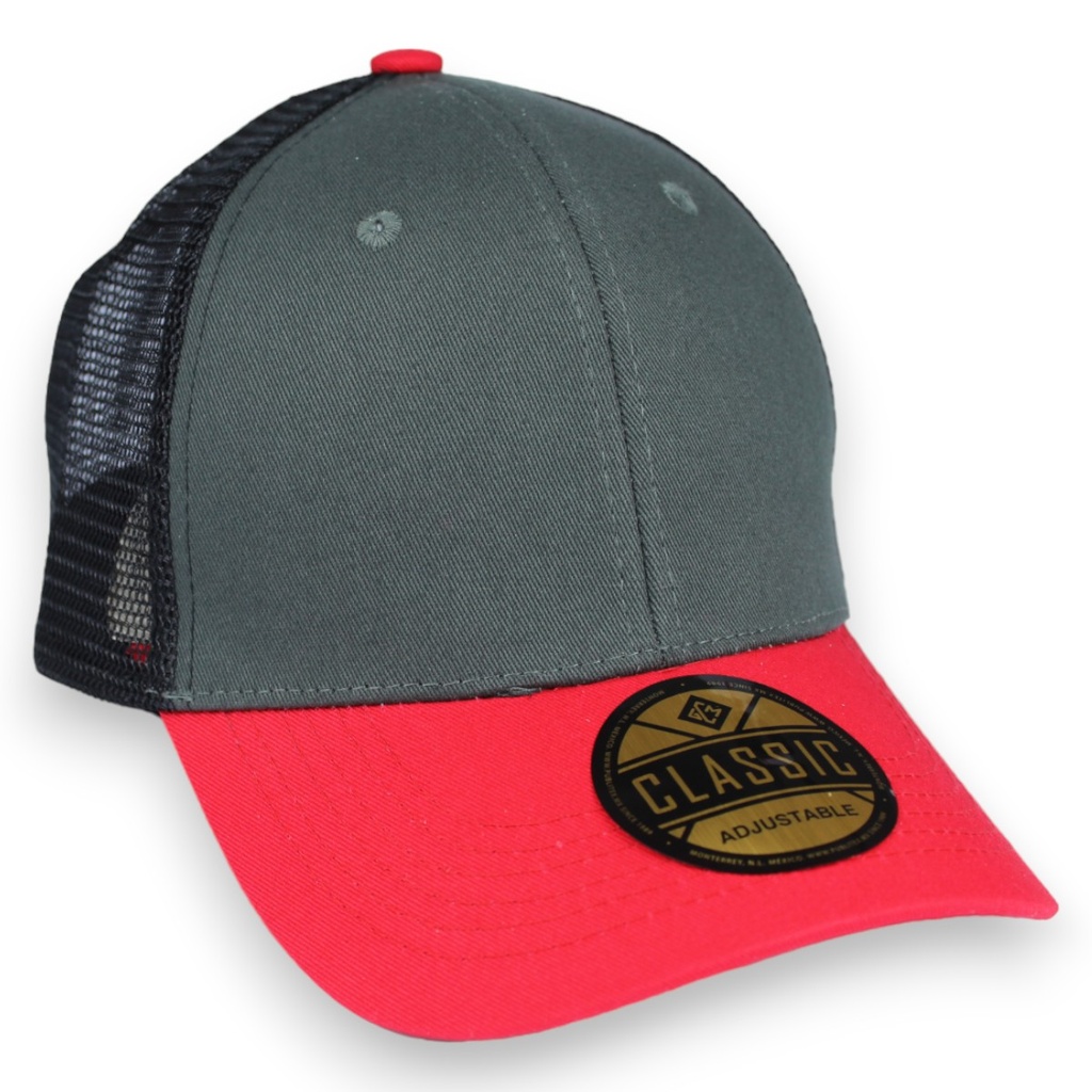 Gorra GCMCAPS gabardina con malla combinación colores con refuerzo. Broche plástico