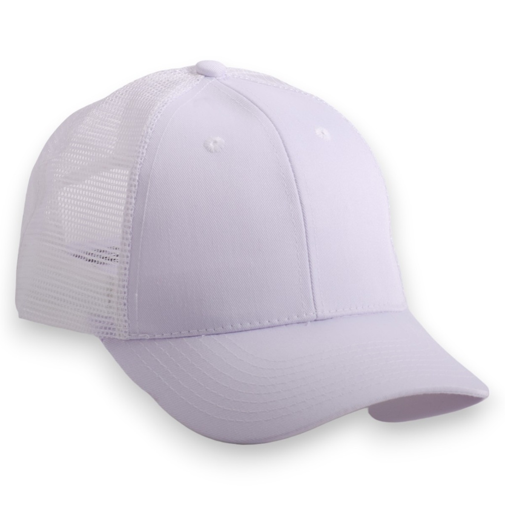 [G23208-BL] Gorra GCMCAPS gabardina con malla (Blanco)
