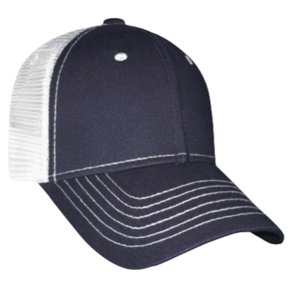 [GPVR-AM/BL] Gorra GCMCAPS gabardina con malla (Azul marino / Blanco)