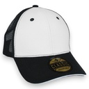 Gorra gabardina con malla en casco, detalle color en filo de visera. Broche plástico