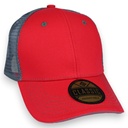 Gorra gabardina con malla en casco, detalle color en filo de visera. Broche plástico