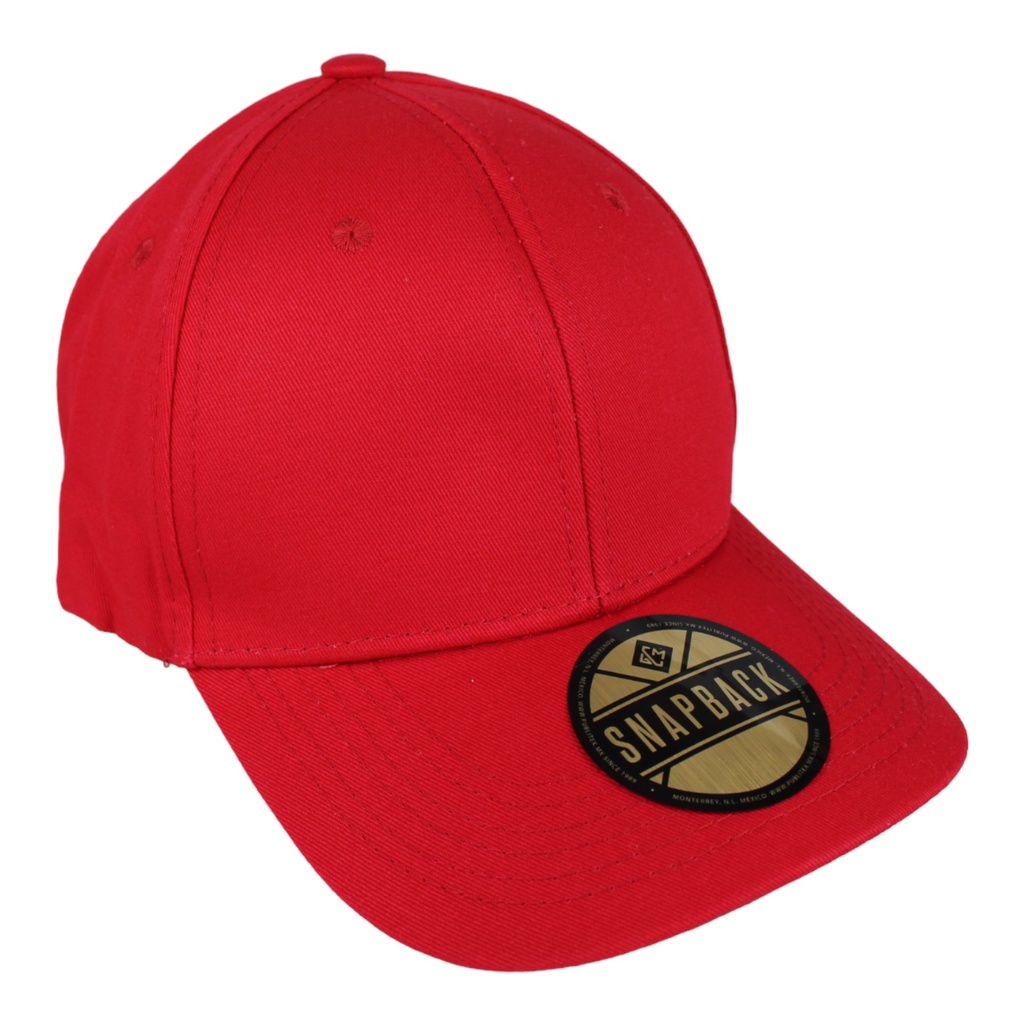 Gorra gabardina semiplana con refuerzo. Broche plástico