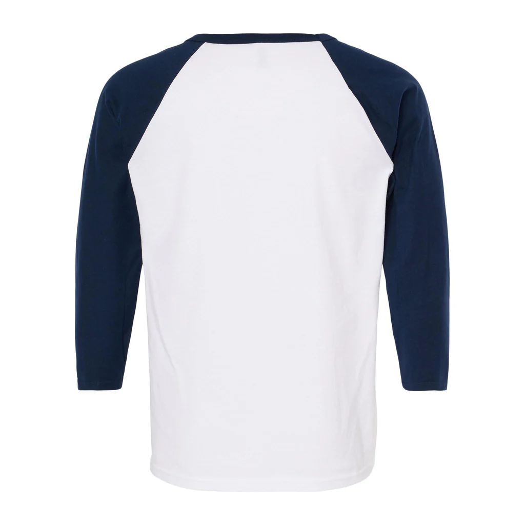 [OMRABM-S] Playera OPTIMA manga ranglan (Azul marino / Blanco, CH)