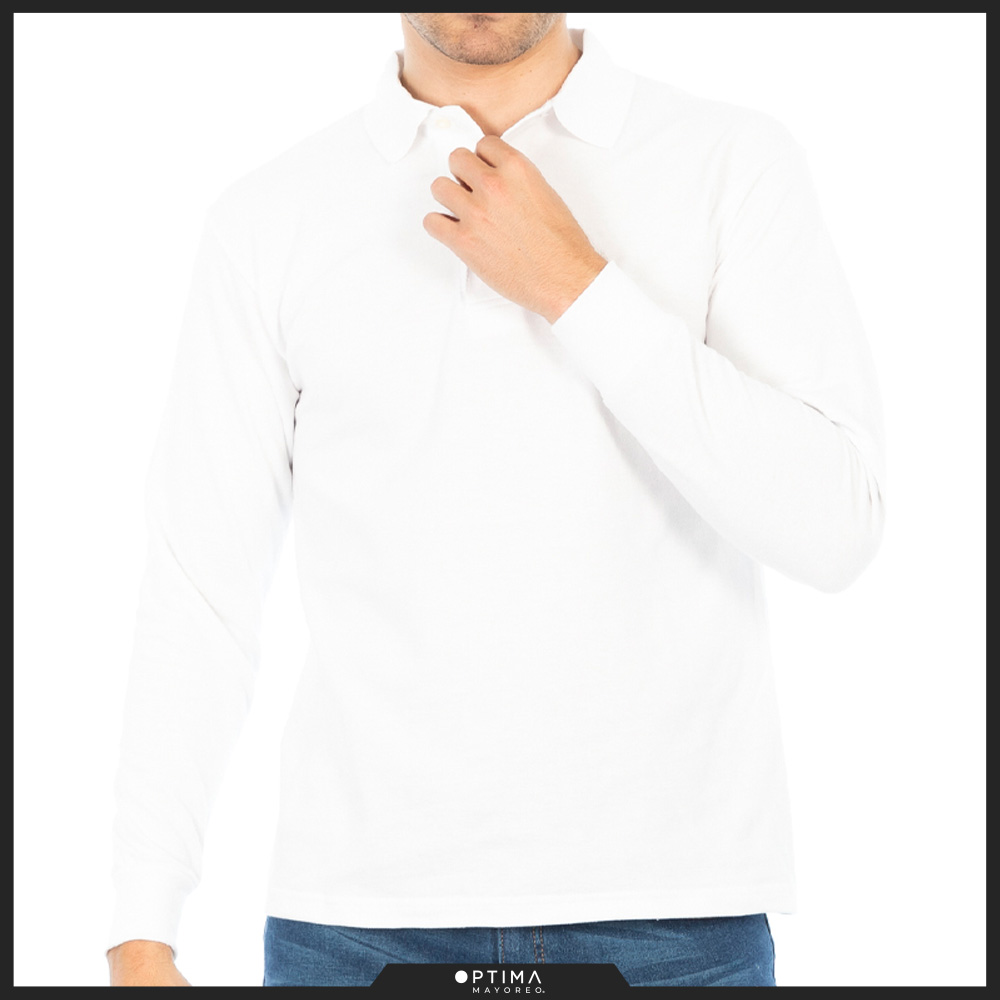 [OTPLBL-S] Playera tipo polo marca OPTIMA adulto ML (33981) (Blanco, CH)
