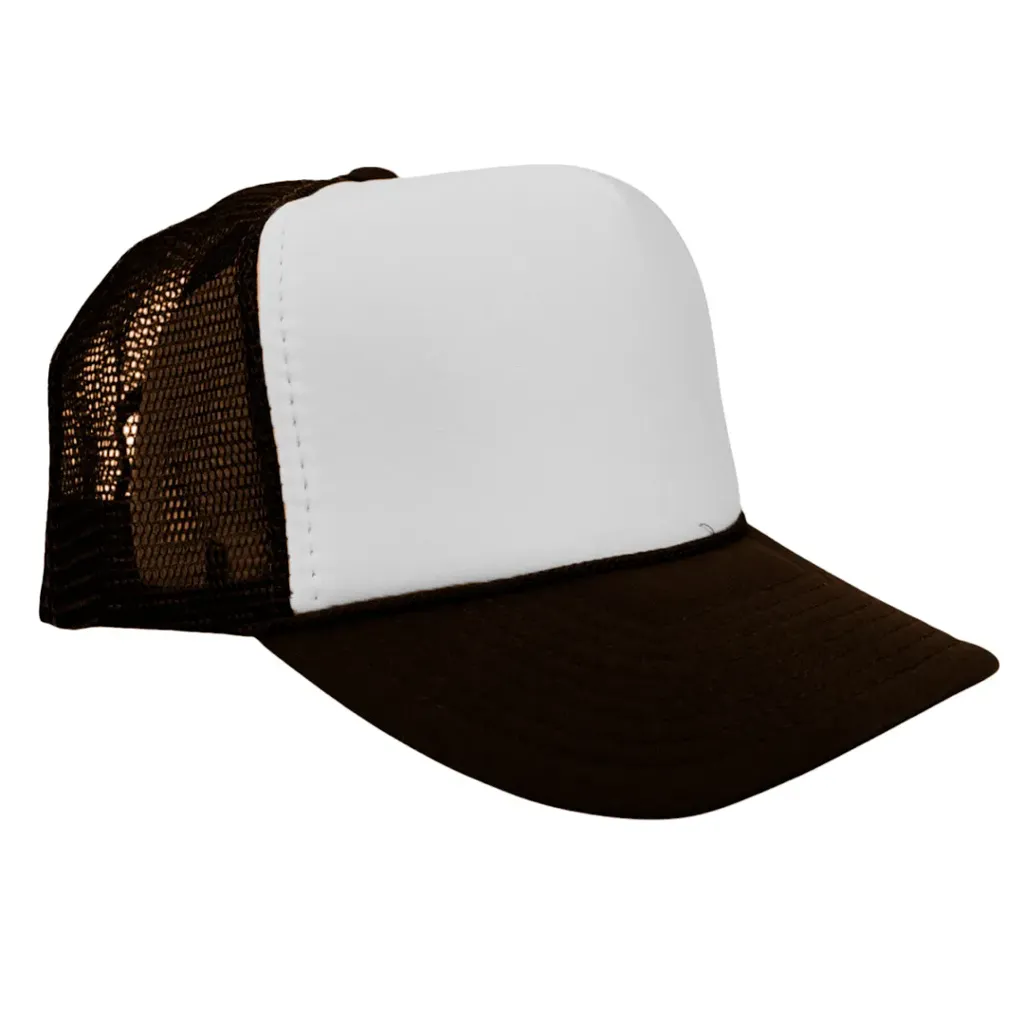 [SSC-CF/BL] Gorra NISSIN frente esponja con malla estilo original. Broche plástico (Café / Blanco)