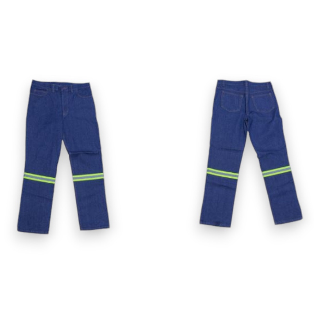 [MPA1R-28] Pantalón GCM mezclilla adulto 14 oz con 1 franja reflejante (28)